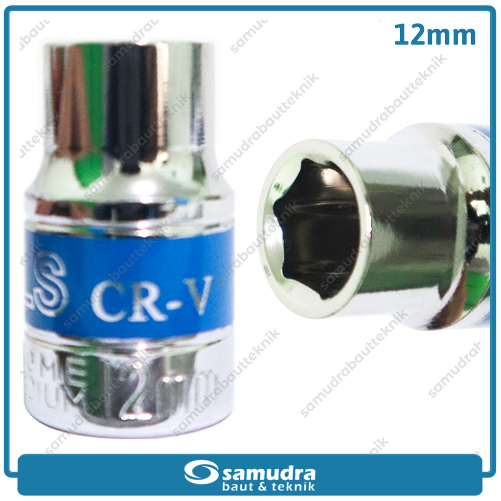 ATS Mata Sok 12 mm 1/2 inch 6PT Anak Shock Pendek Segi 6 kunci Socket Wrench