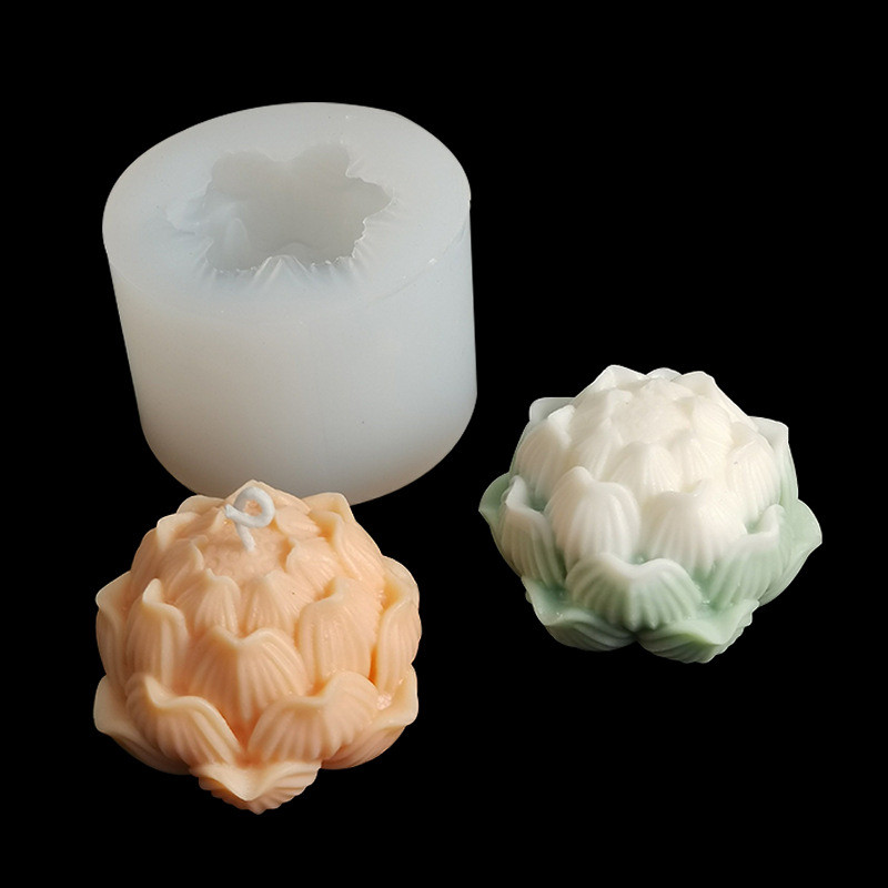 

New 3D Lotus Candle Silicone Mold DIY Homemade Flower Soap Gypsum Crafts Resin Cement Ornament Home Decoration Gifts
