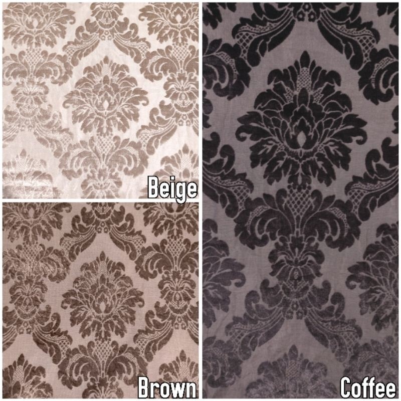Kain Bludru Beludru Mewah Premium Velvet Mengkilap Timbul Motif Bunga Damask Klasik - Antico (Sofa, 