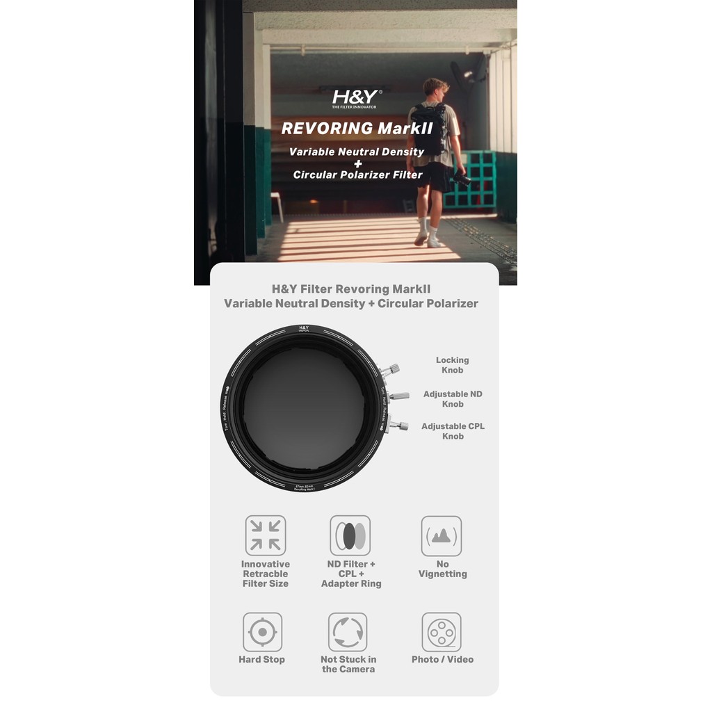 H&Y RevoRing MarkII Variable Neutral Density + Circular Polarizer Filter Camera Lens ND CPL Filter V