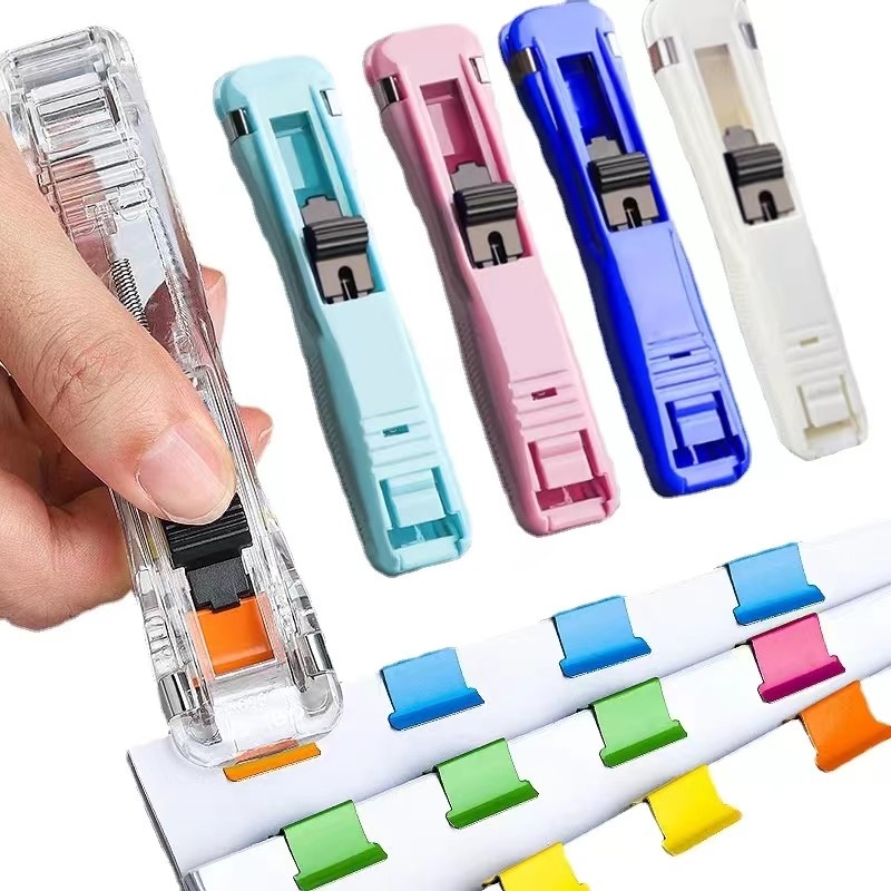 

Transparent Clip Pusher Paper Binder Clip Install Disassemble Tool for Staff Test Paper Fixing Clip Stapler Office Accessories