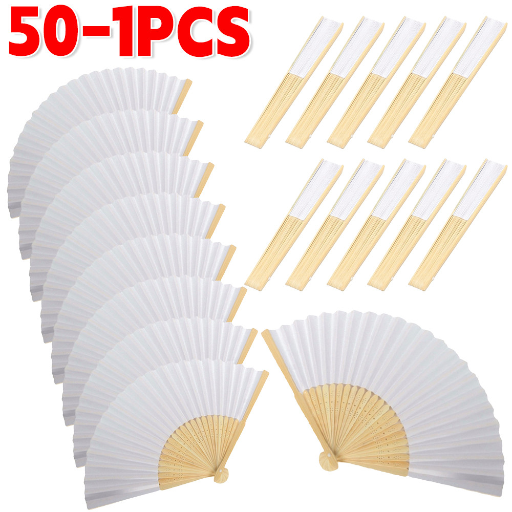 

Blank White DIY Folding Fan Hand Practice Foldable Paper Fan Portable Hand-painted Personalized Creative for Calligraphy Drawing