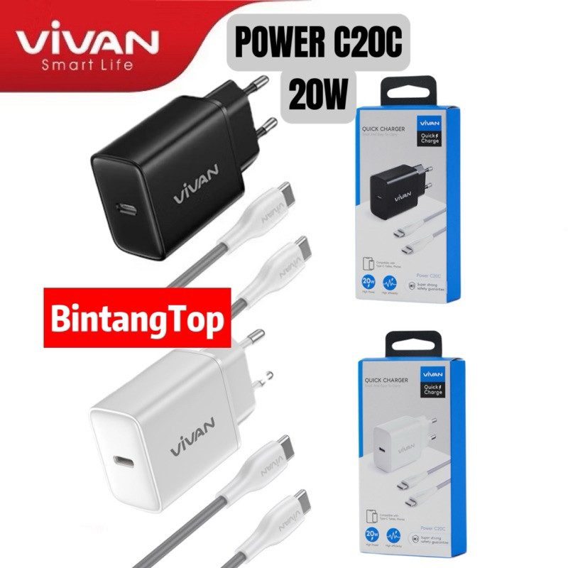 

VIVAN Power C20C , C20L / Charger VIVAN POWER C20C USB-C to USB-C , VIVAN POWER C20L USB-C to LIGHTNING 20W PD ORIGINAL garansi resmi 1tahun Terlaris