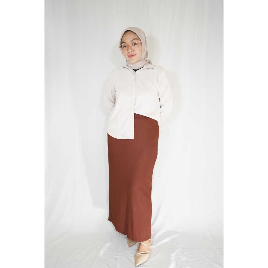 Rok Span Plisket Lidi Original by Cellia - Rok Kerja Span Panjang Lidi Salur 1991