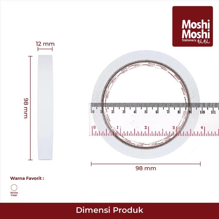 

NA Double Sided Tape 1/2 Inch / Double Tip 12 mm x 15 Yard / Stationery Kantor Perekat Kuat Selotip Lakban