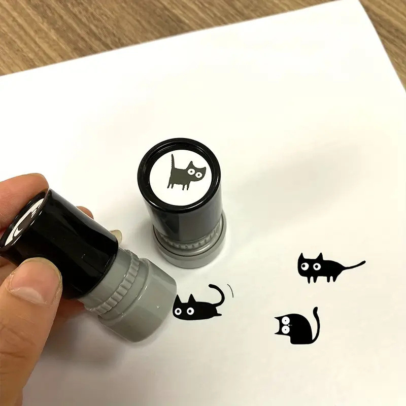 

4 Styles Cute Cartoon Stamps Lovely Small Black Cat Stamp DIY Scrapbooking Decoration Diary Collage Stationery