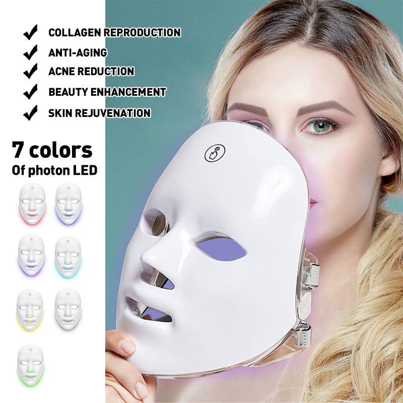 Led Mask Photon Therapy Alat Perawatan Wajah 7 Light Warna Led Mask Photon Therapy Rechargeable Faci