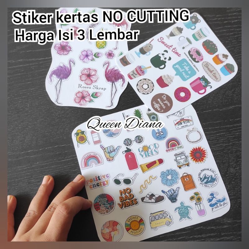 

3 Lembar Sticker No Cutting Stiker Unik Murah Aesthetic Murah