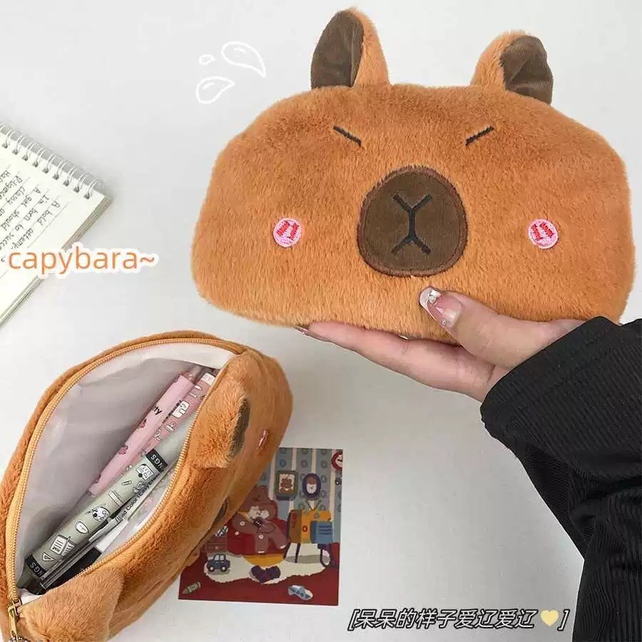 

[GH] KOTAK PENSIL CAPYBARA - Kotak Pensil Pencil Case Pouch Bag Tas Capybara Pouch Fluffy Cute Goms Home Miniso KKV