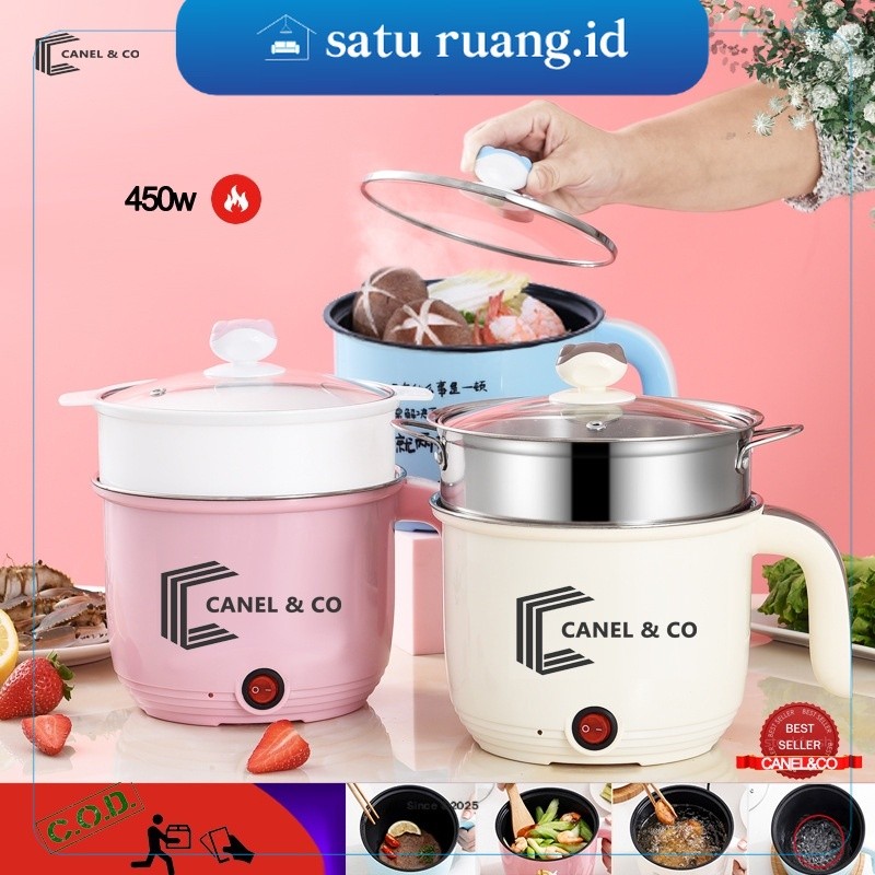 SatuRuang.Id - Panci Listrik Multifungsi 600 Watt / Mini Rice Cooker Lapisan Teflon 1 Liter 2 in 1 (