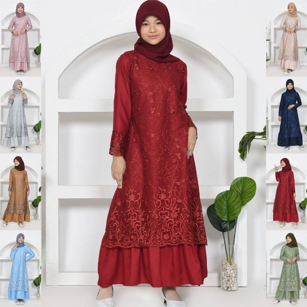 GAMIS MITHA ANAK MAXI TANGGUNG 9-12th DRESS MUSLIM REMAJA BRUKAT TILE BORDIR LEBARAN IDUL FITRI PRAM
