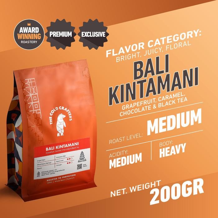 

Bali Kintamani Arabica Grade 1 Biji Kopi Roasted Beans - BIJI KOPI, 200 gram