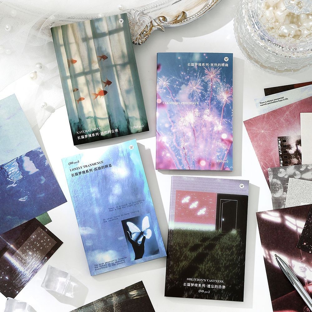 

50pcs/lot Memo Pads Material Paper Long Dreams Junk Journal Scrapbooking Cards Retro Background Decoration Paper