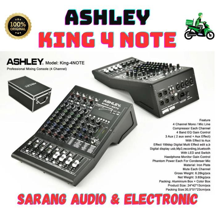Mixer Audio Ashley King 4 Note Original 4 Channel Bluetooth - USB