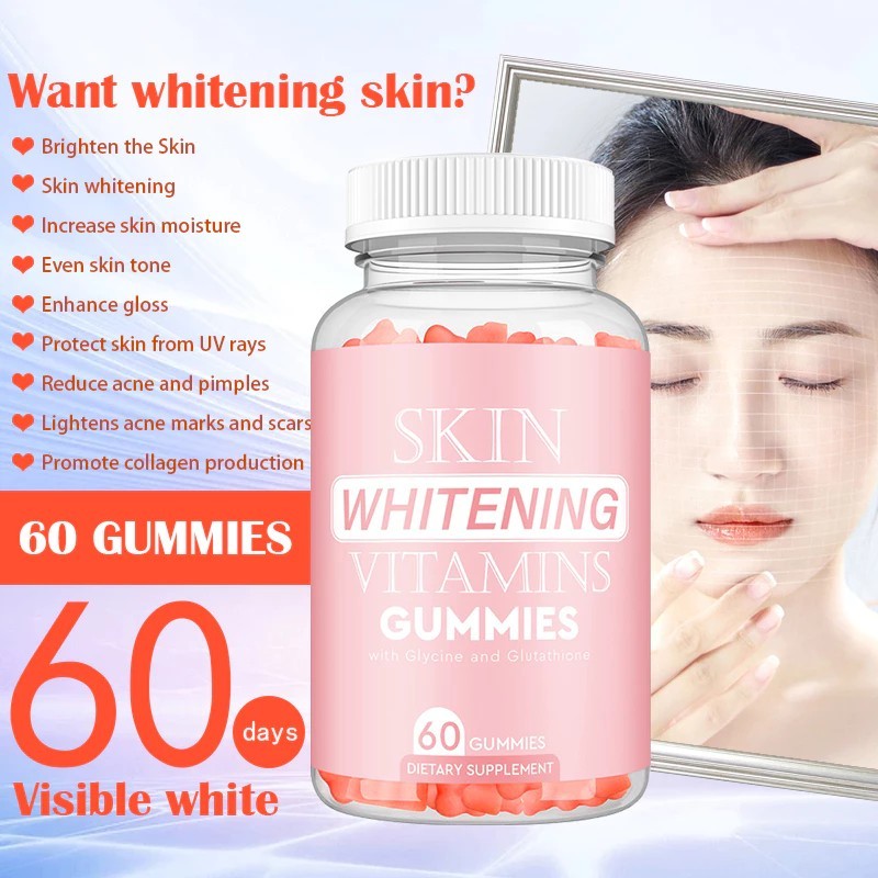 Zoyava Glutathione Collagen Vitamins Anti-Aging Whitening Skin Gummy detox lose weight 60pcs Permen 