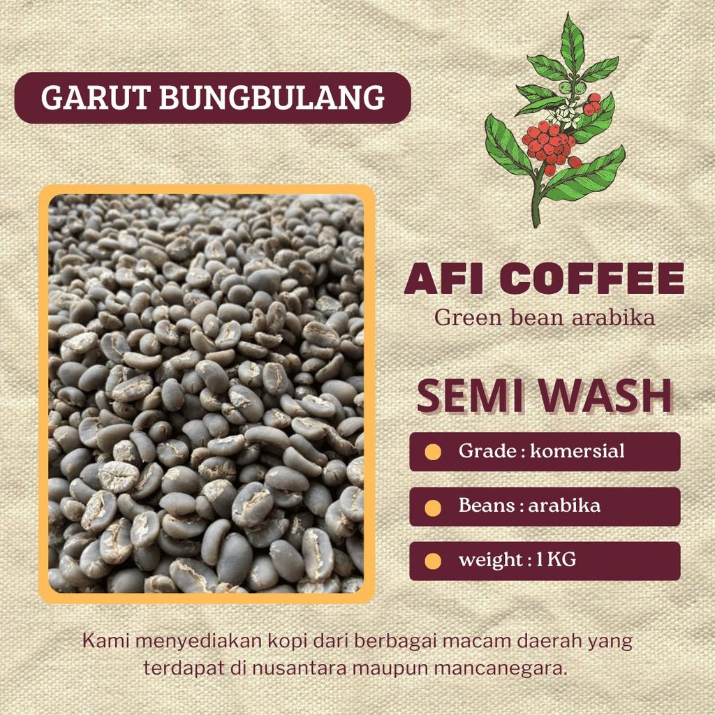 

Green bean arabika Garut bungbulang semi wash | biji kopi mentah