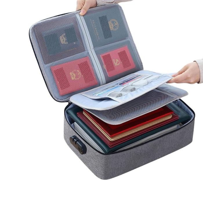 

COD (YBL) Tas Penyimpanan Dokumen 3 Layer Storage Bag Sertifikat File Tempat Dokumen Penting Tas Multifungsi Tali (BELI LOKAL) - ABU