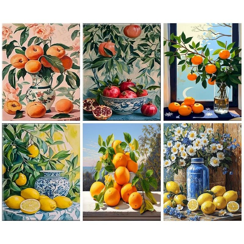 

GATYZTORY Modern Diy Painting By Numbers With Frame Fruit Landscape Handpainted Acrylic Paint By Numbers For Home Decors