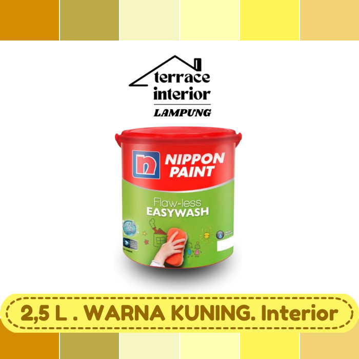 Cat Tembok Nippon Paint Flawless Easywash Interior Warna Kuning 2.5 Liter