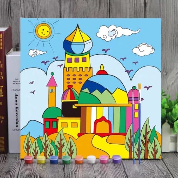 

COD [BS] Kanvas Lukis 30x30cm Untuk Anak Canvas Painting For Kids Termasuk Cat Kuas Frame Kayu