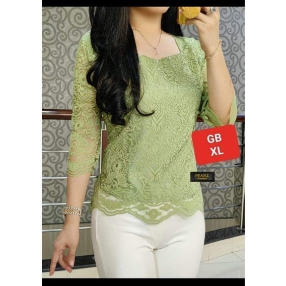RY   MF  Atasan Brokat TANGAN LURUS/ BLUS WANITA SEMI RENDA
