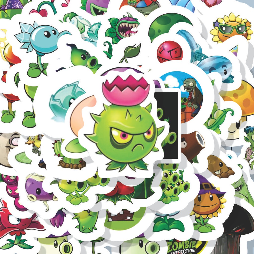 

100PCS Lucu Stiker Plant VS Zombie Stiker Aesthetic Stiker Anti Air Stikers Berperekat Waterproof sticker decal buat Motor Helm Buku Journal Koper Casing HP Laptop Botol Minum Hadiah anak