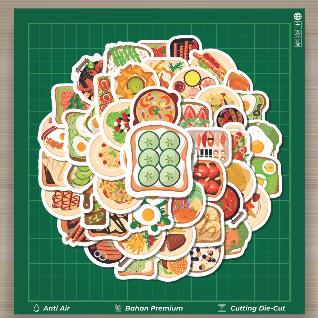 

HOT 50 PCS STIKER Stiker Delicious Breakfast Gourmet [Sarapan Lezat Gourmet] Stiker Fashion Cars Decal Dingin Kartu Album Custom Vinyl Anti Air- Sticker Aesthetic Buku Journal Koper Casing HP Tablet Laptop Helm Motor Botol Minum