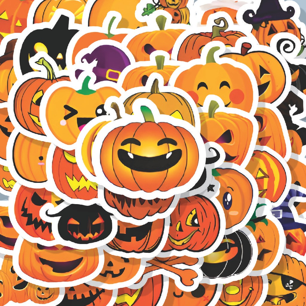 

100PCS Lucu Stiker Labu Halloween Stiker Aesthetic Stiker Anti Air Stikers Berperekat Waterproof sticker decal buat Motor Helm Buku Journal Koper Casing HP Laptop Botol Minum Hadiah anak
