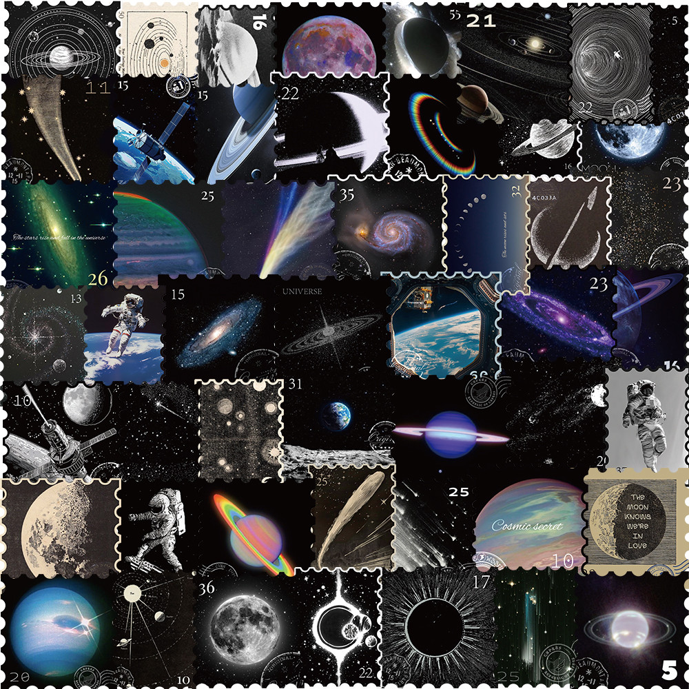 

50pcs Mysterious Universe Planet Stickers DIY Decoration For Motorcycle Laptop Phone Suitcase Bike Cool Cartoon Decals Toy