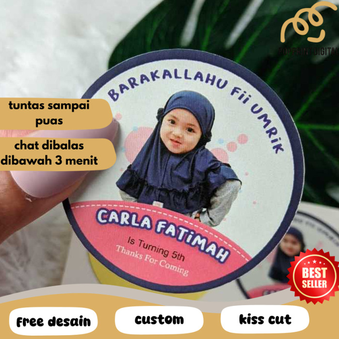 

PpD 5-8 Sticker Ulang Tahun Anak Bulat Stiker Chromo Ultah Free Desain Template Happy Birthday