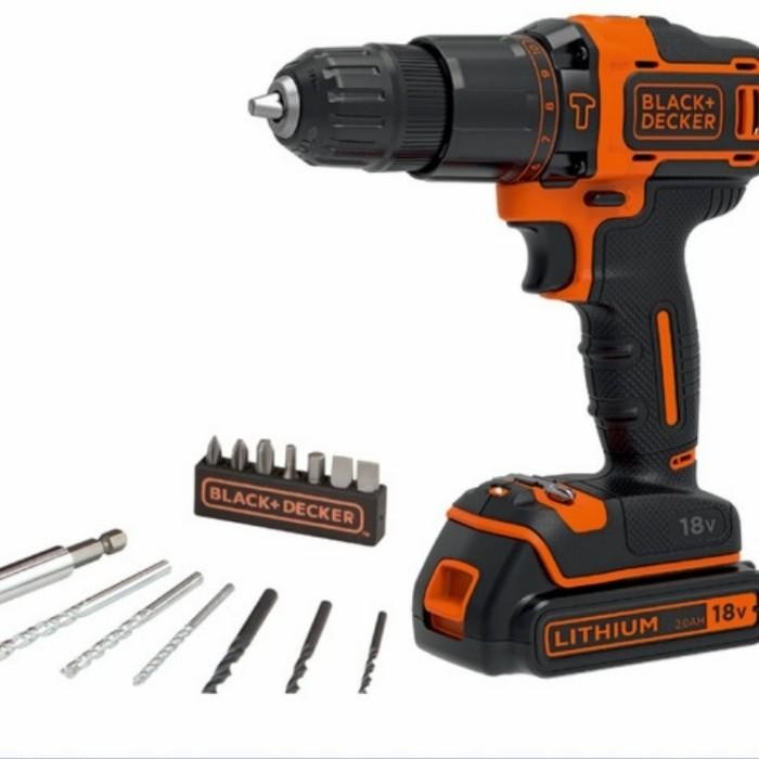 Black Decker Mesin Bor Tembok Cordless BDCHD18K Hammer Drill 2 Speed