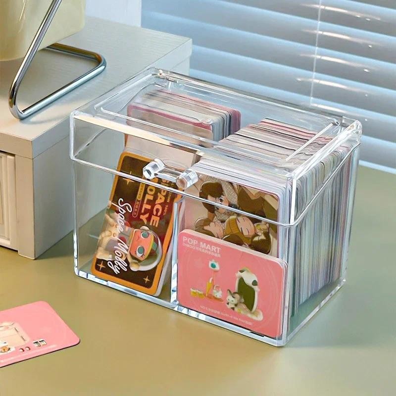 

1PC Transparent Acrylic Card Storage Box Flip Cover Business Cards Container Game Cards Idol Cards Collections Organizer