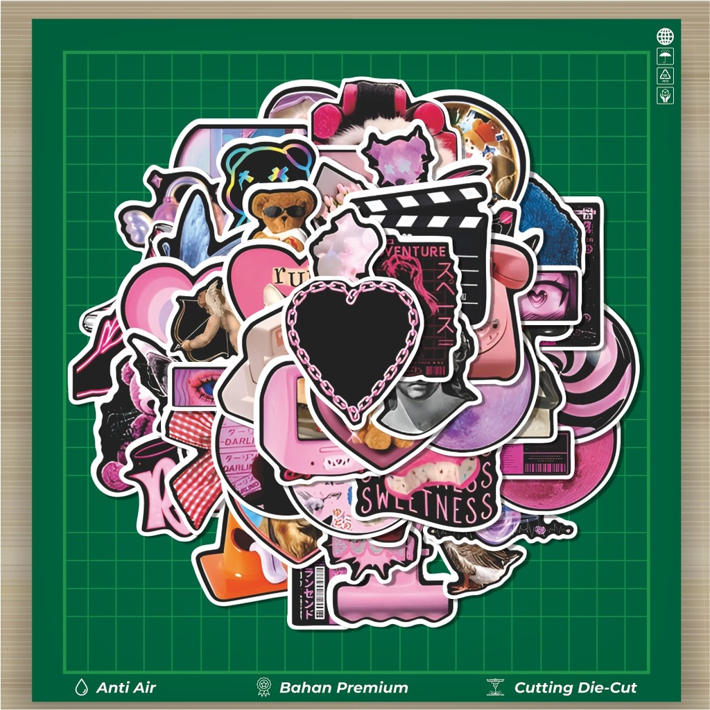 

HOT 50 PCS STIKER Stiker Euramerican Hitam dan Pink Graffiti Stiker Fashion Cars Decal Dingin Kartu Album Custom Vinyl Anti Air- Sticker Aesthetic Buku Journal Koper Casing HP Tablet Laptop Helm Motor Botol Minum