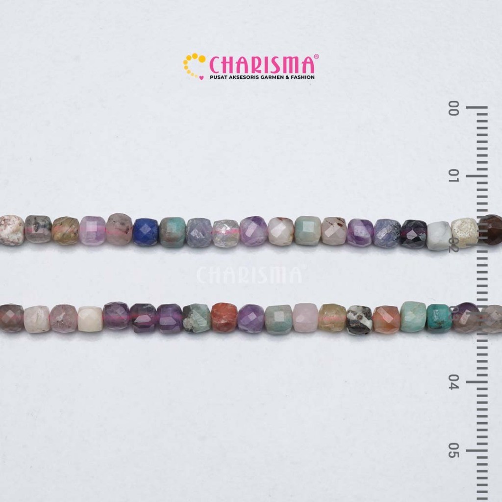 Charisma Mote Batu Natural Stone Square  - Batu Pecah / Natural Stone 4mm / Harga Per String