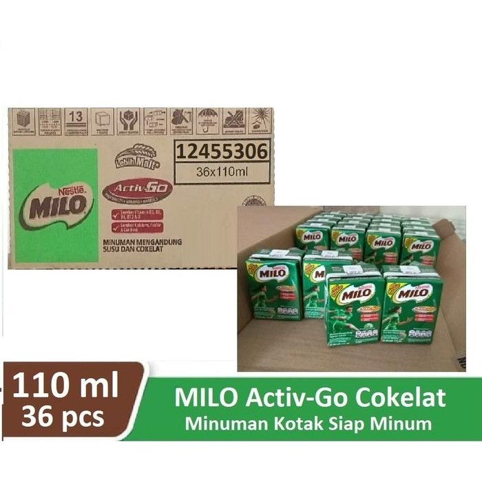 

Susu Milo Kotak Coklat ACTIVE GO UHT - 110 ml ( HARGA 1 DUS isi 36) - 110 ml