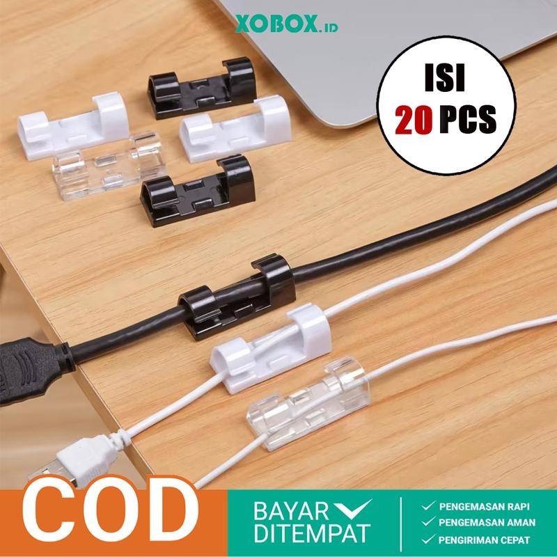 20PCS Clip Cable Oragnizer Klem Kabel Tempel Serbaguna Klip kabel Tanpa Paku AH110