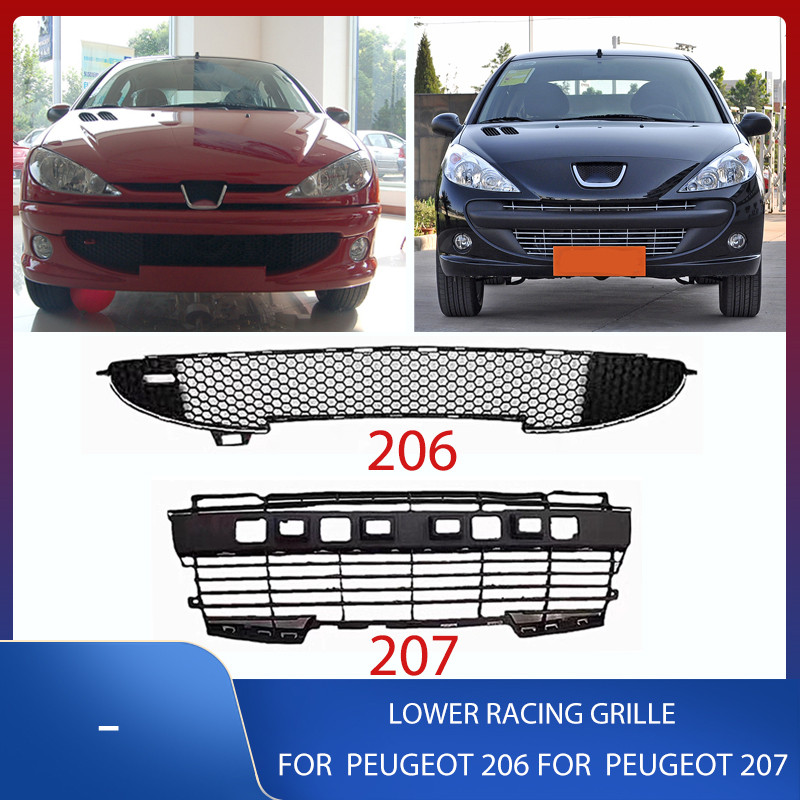 Car Front Bumper Lower Racing Grille Mesh Grill Panel Cover Frame For Peugeot 206 For Peugeot 207