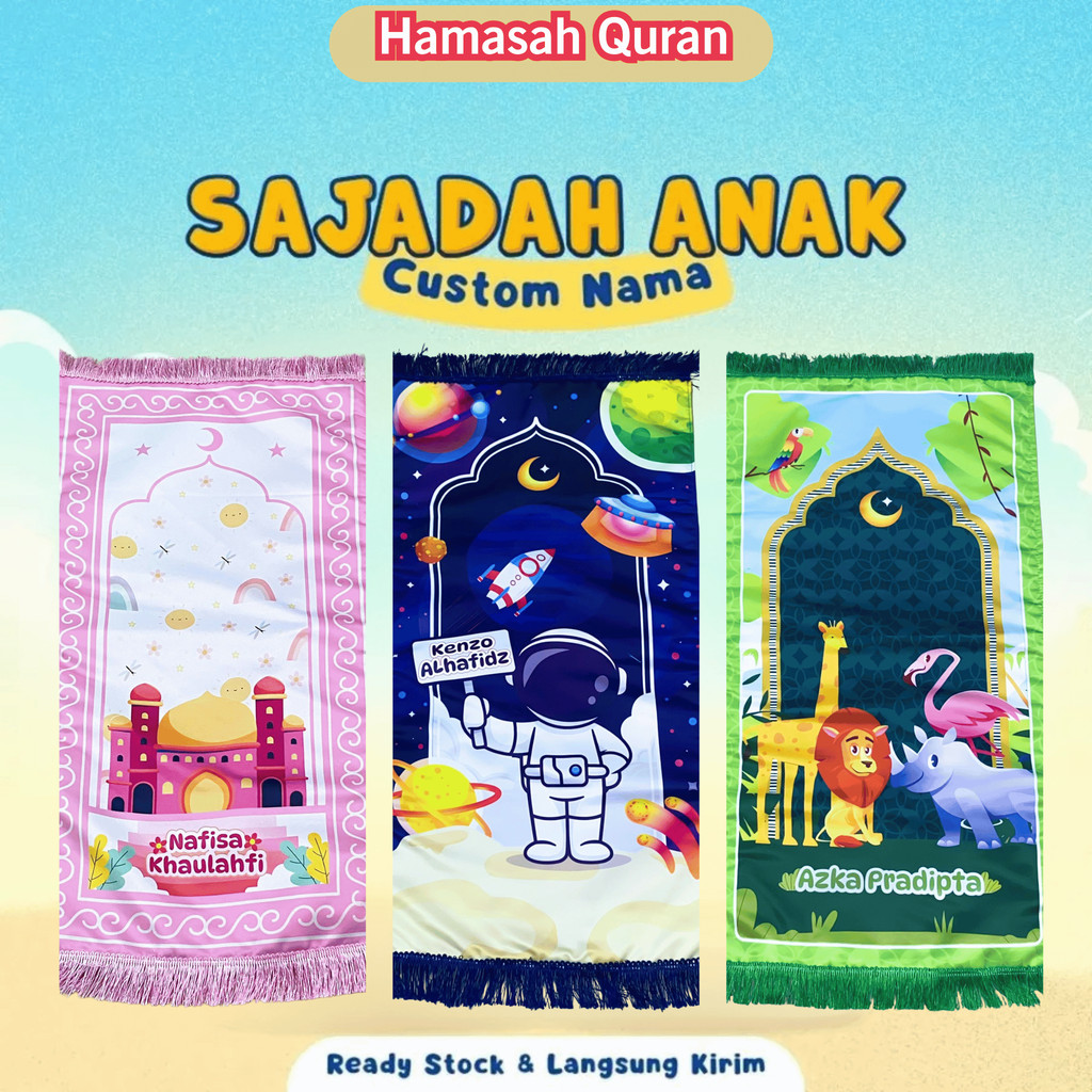 Sajadah Custom Anak-Anak Premium Tebal Busa Eksklusif Hadiah Anak Sajadah Tebal Anti Slip Tebal