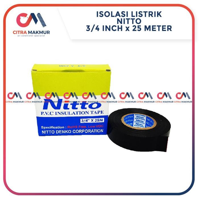 

GZ12...!!! Isolasi Listrik Nitto Hitam Kabel PVC Insulation Tape Solasi Lakban 25 meter