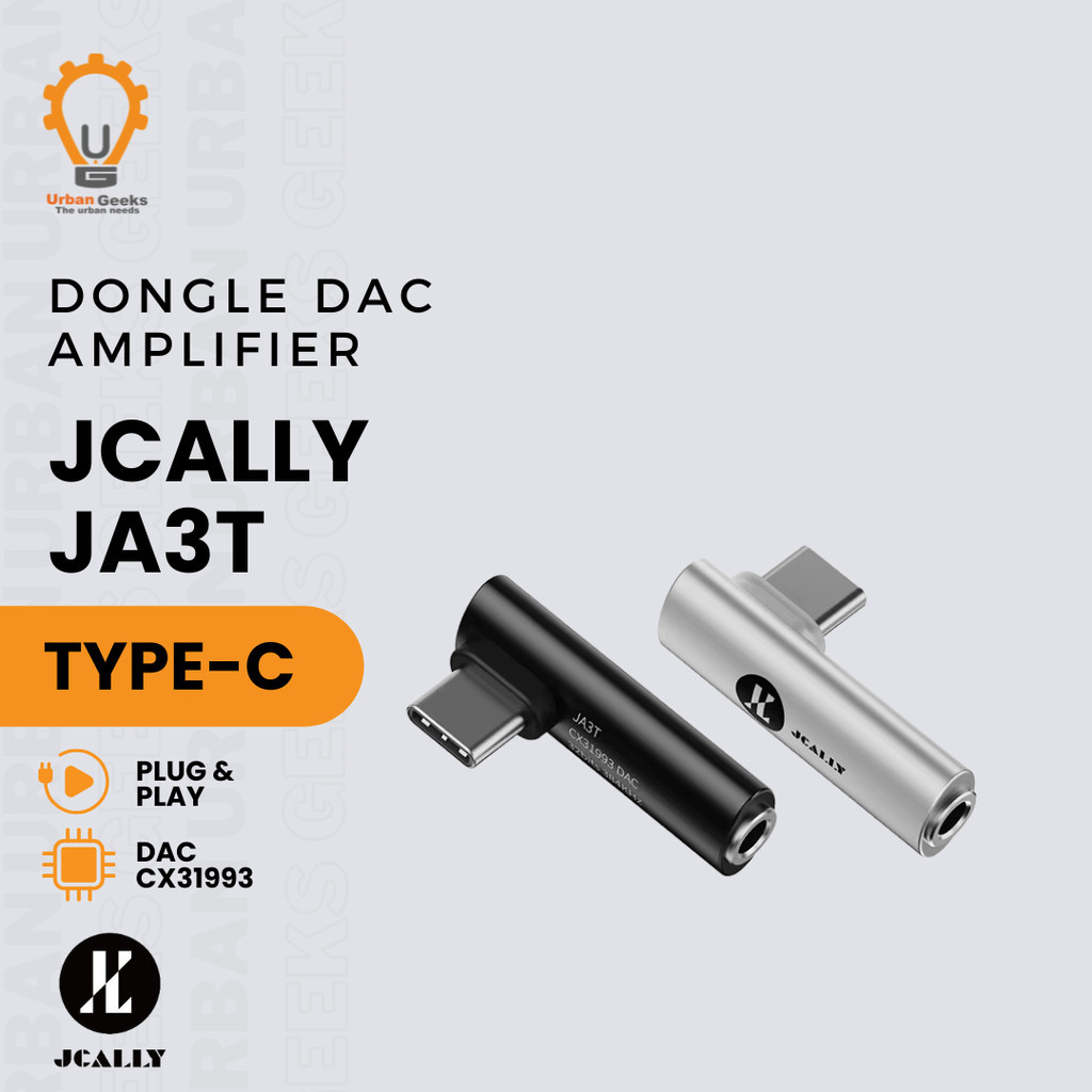 

JCALLY JA3T Hi-Res DAC CX31993 USB Type C to Jack 3.5mm | Adapter Audio L Shape | DAC Converter Android