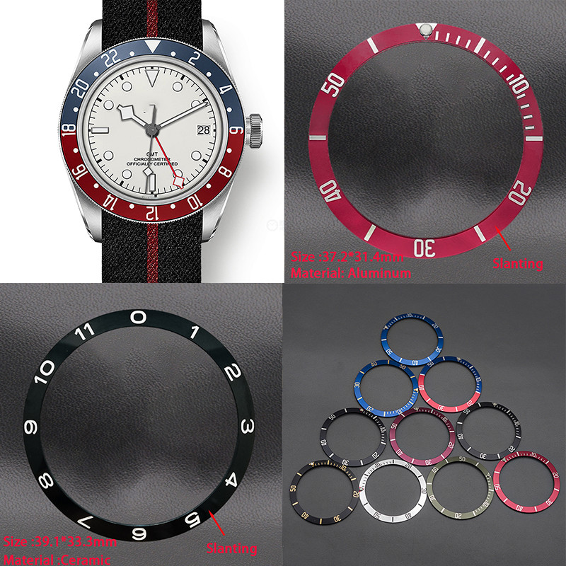 Watch Parts Sloping Ceramic Aluminum Bezel Insert Fit Tudor Black Bay Grantour SUB GMT Grantour Men'