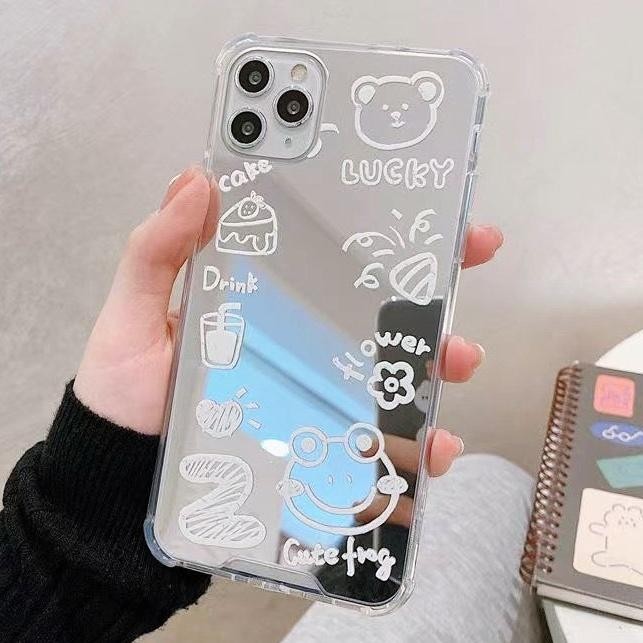 promo SAMSUNG GALAXY S21, S21 ULTRA - CUTE MIRROR KIDS WHITE DRAW SOFT CASE - S21