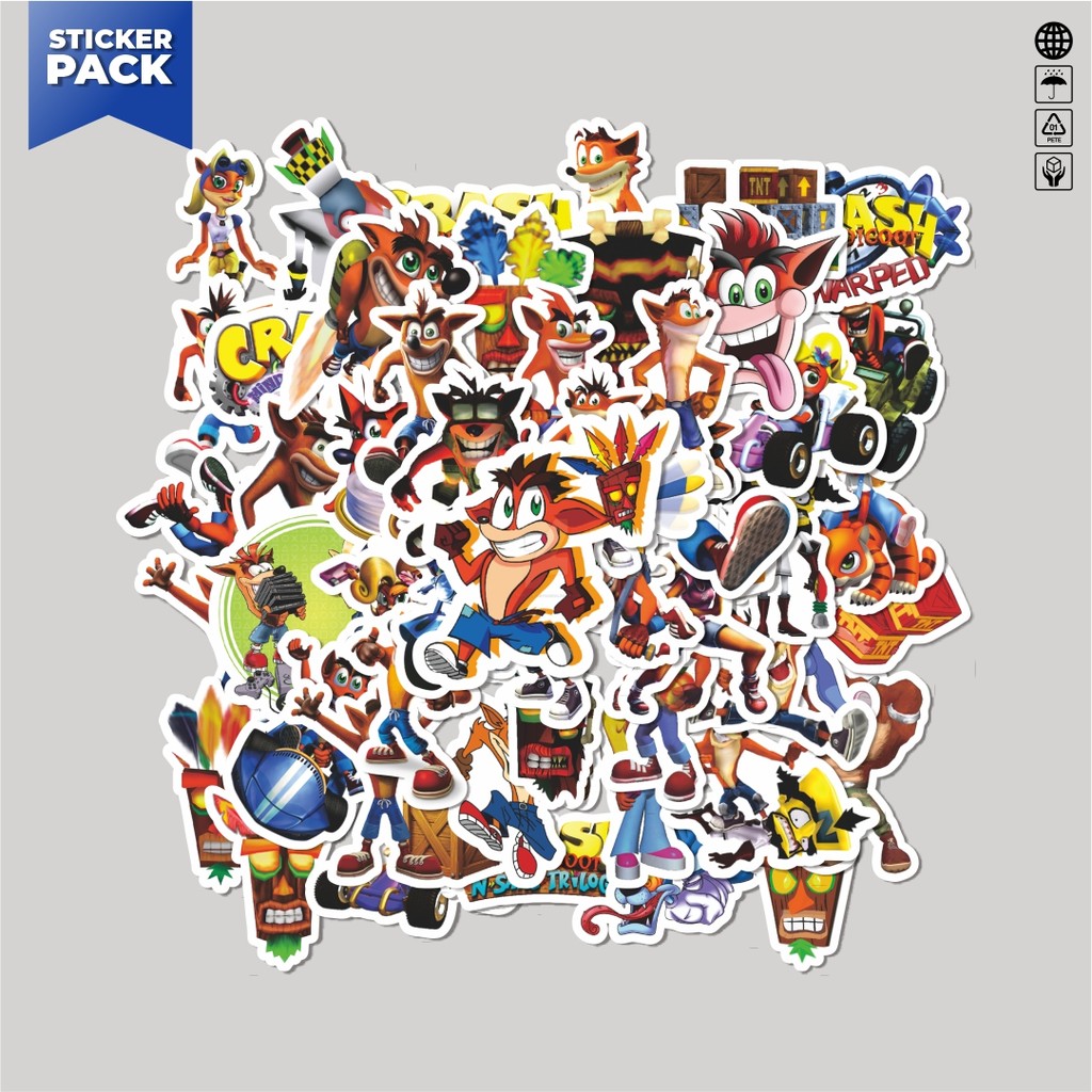 

[100PCS]Stiker Pack Stiker Game Series Crash Bandicoot Character 1 Aesthetic Vinyl Anti Air Dekorasi Sticker Laptop Buku Journal Koper Helm Casing HP Gitar Helm Skateboard