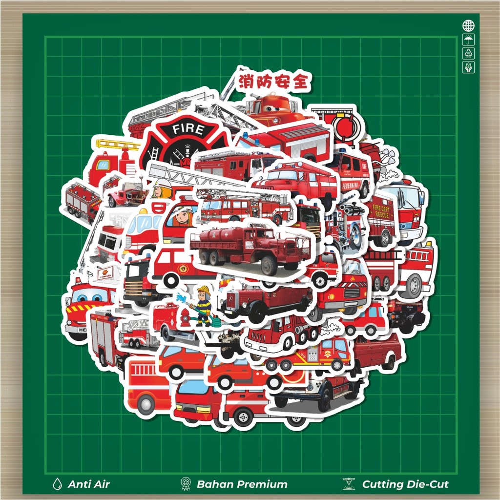

HOT 50 PCS STIKER Stiker Truk Pemadam Kebakaran Stiker Fashion Cars Decal Dingin Kartu Album Custom Vinyl Anti Air- Sticker Aesthetic Buku Journal Koper Casing HP Tablet Laptop Helm Motor Botol Minum