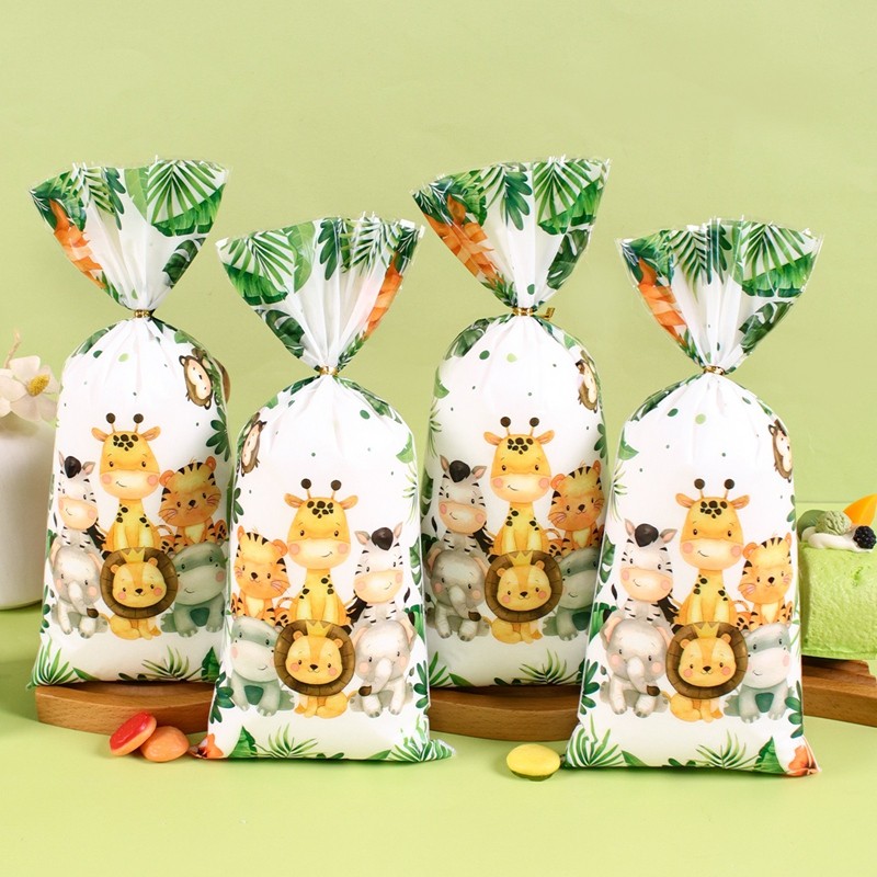 

Jungle Animals Party Favor Bags Gift Wrapping Bag Safari Gift Bag for Kids Wild One Birthday Supplies Baby Shower Decor