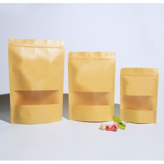 

[Min-3] [1-lbr] Window Standing POUCH Ecopack Kpack/ Kertas Paper Kraft (150/250g/500/1000/2000g) COKLAT