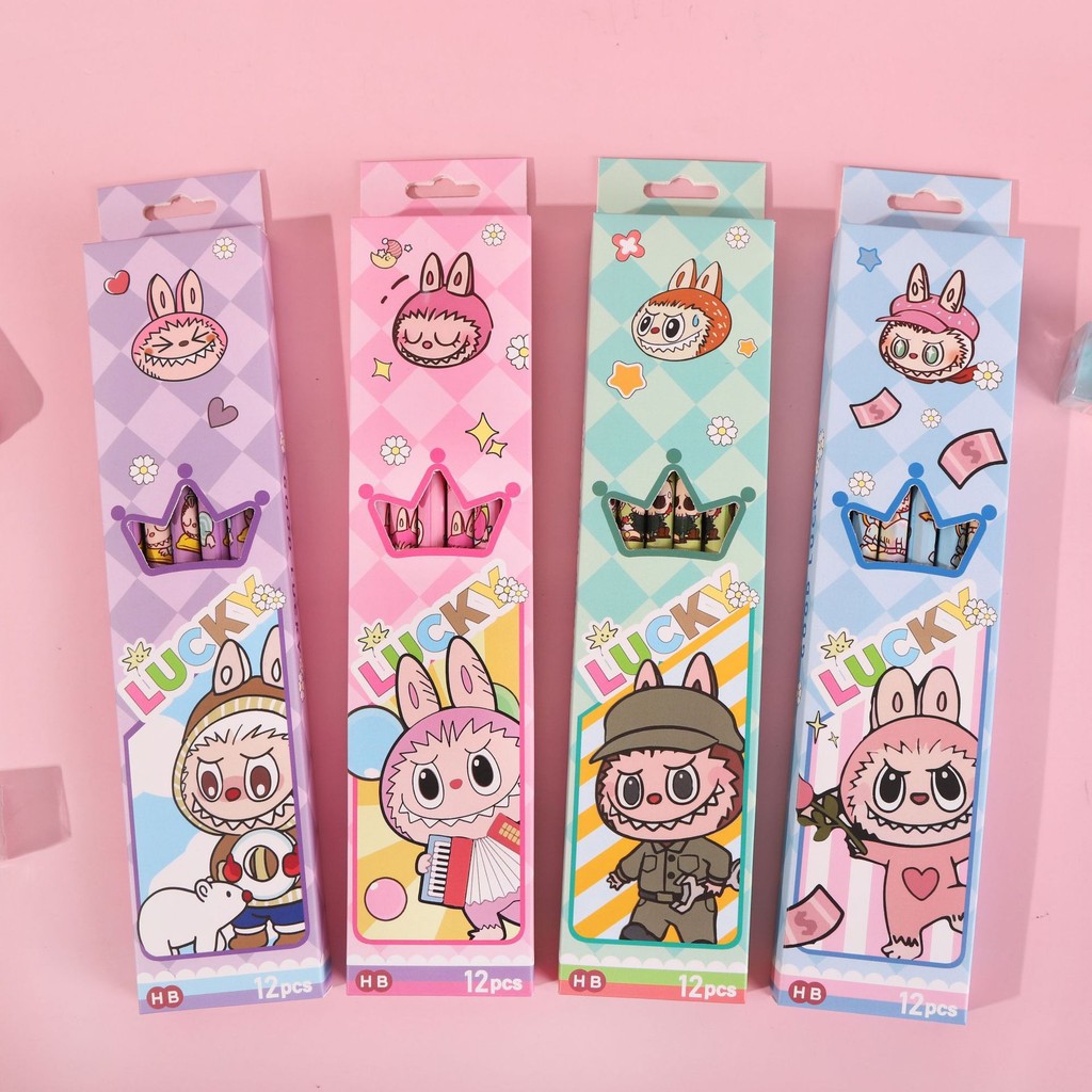 

TERMURAH! 1 LUSIN PENSIL LABUBU HB KAWAII CUTE DENGAN PENGHAPUS MINI DIBAGIAN UJUNG