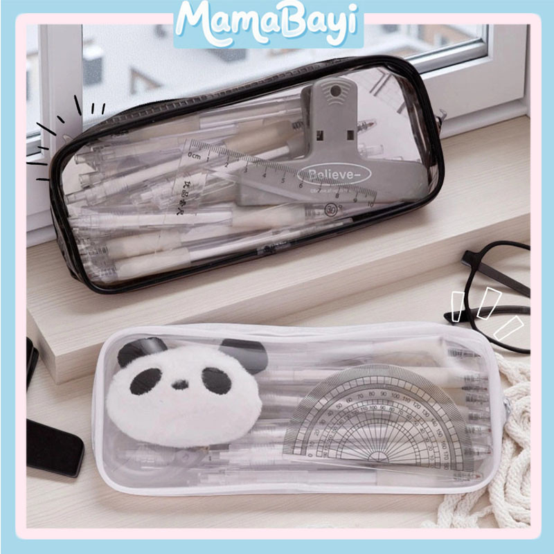 

Kotak Pensil Transparan Berkapasitas Besar / Transparent PVC Case Plastik Resleting Simple Bening / Alat Tulis Tahan Air Transparan / Penyelenggara Kuas Rias