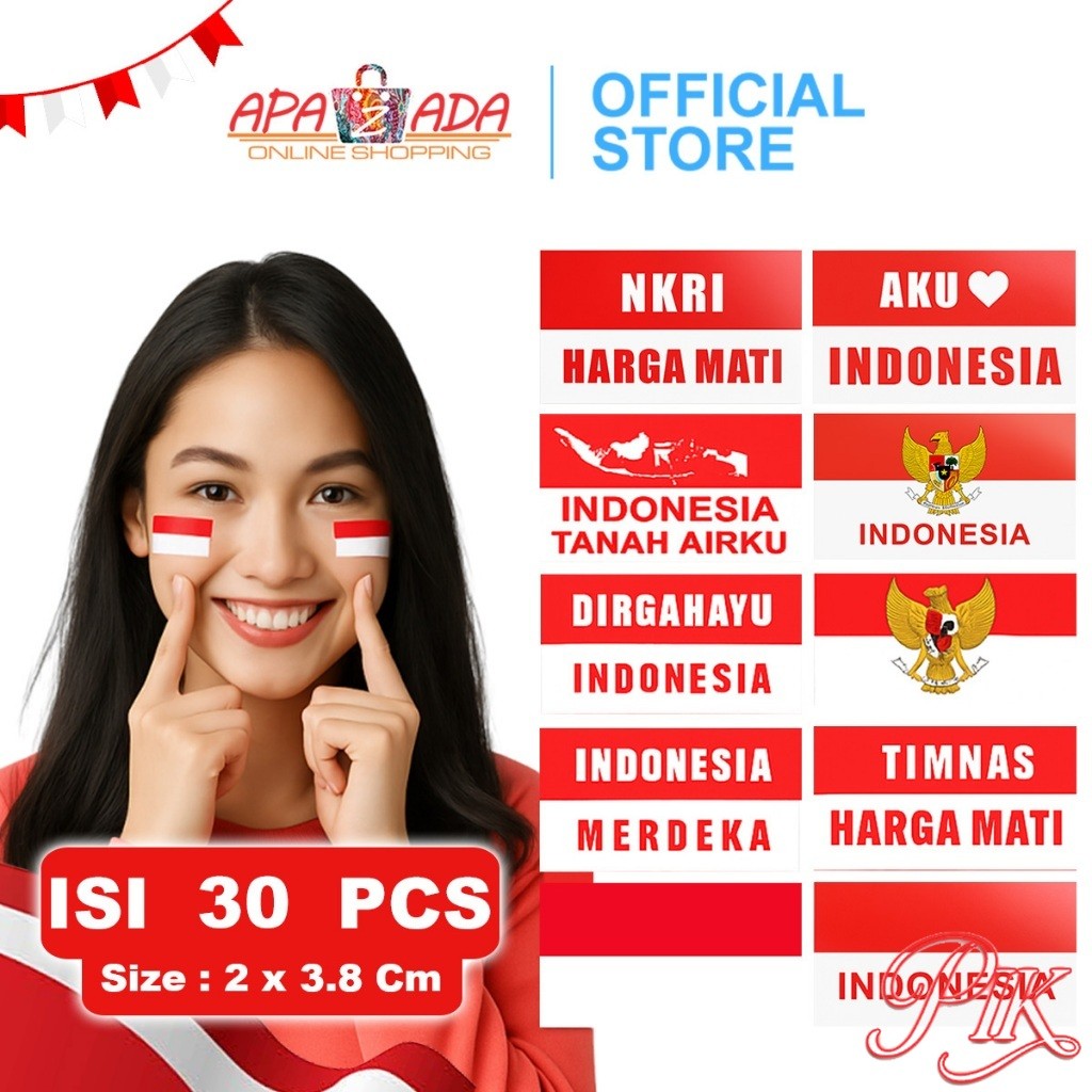 

Sticker Pipi 17 Agustusan [1 Lembar - 30 Pcs] / Stiker Kemerdekaan Indonesia Desain Nasionalis