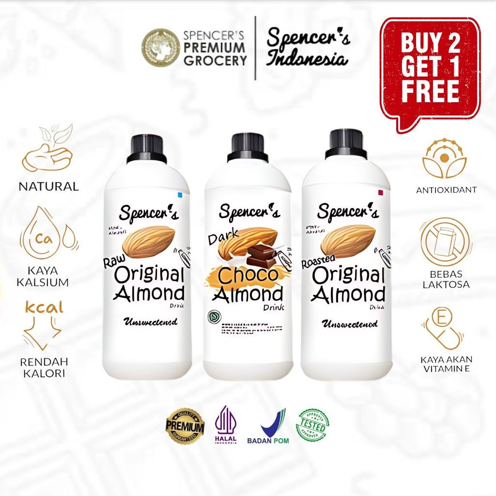 

[PROMO BUY 2 GET 1 FREE] Spencer's Almond Milk (1000ml) - Susu Almond ASI Booster Bebas Gula TERLARISS
